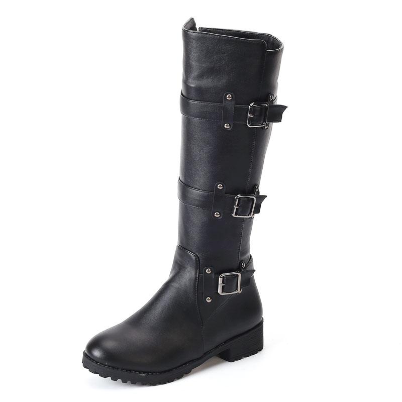 Podzimní zakázkové kozačky nad koleno Dámská móda Platforma Vysoký podpatek Kožené boty Dámské Zimní motorkářské boty Velká velikost 43 WSH5388