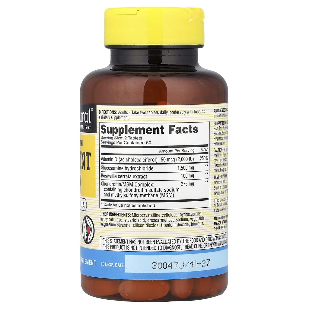 Mason Natural, Osteo-Joint Complex with D3 and Boswellia, Triple Strength, 120 Tablets