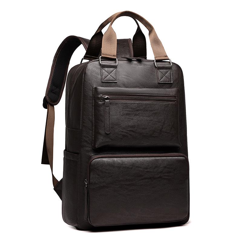 Backpack Fashion Versatile Men's PU Backpack Commuting Business Bag Large Capacity Computer Bag College School Bag