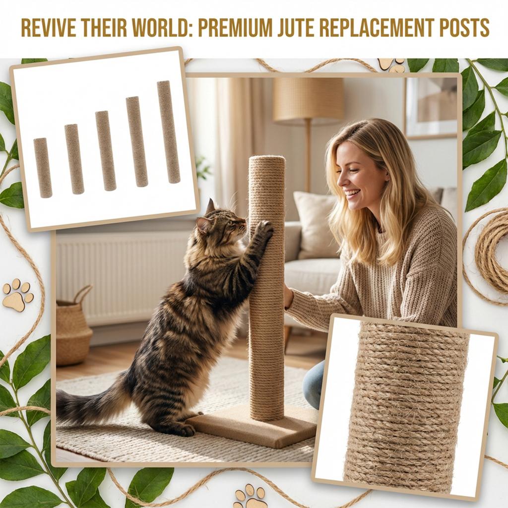 Premium Sisal Cats Scratching Post Refill - DIY Replacement For Cats Trees & Cages, Furniture & Keep Kittens Happy