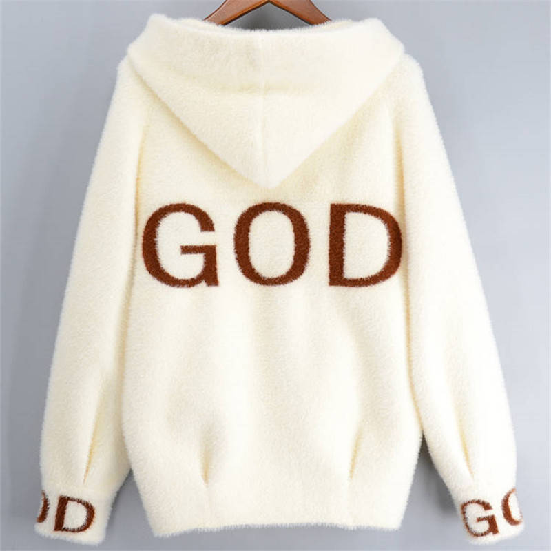 Oversize Plus Velvet Winter Imaction Норка Флис Новые толстовки Harajuku Пальто Женские толстовки Корейский стиль Свободный кардиган Топы S бежевый 2989₽