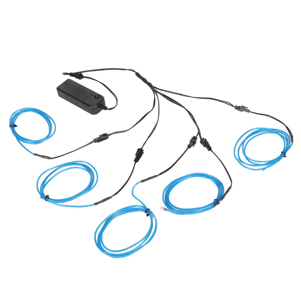 Blue EL Wire Noise Reduction Bendable Decorative 5 In 1 Neon Light Wire for Car Halloween Christmas Party