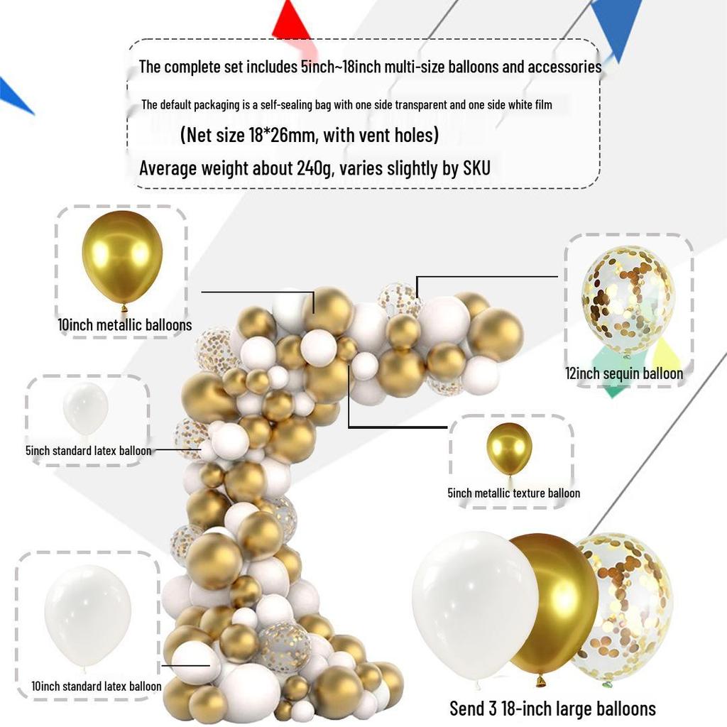 Black & Gold Balloon Arch Set for Party, Wedding, Birthday, or Graduation Décor