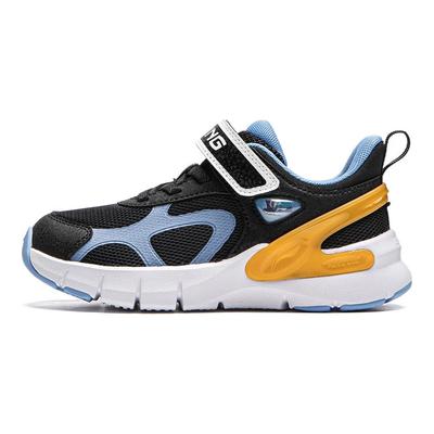 Li Ning Kids Sports Lifestyle Series Soft Comfortable Resilient Breathable Low-Top Casual Shoes Kids Casual Shoes Black Blue YKNU062-1