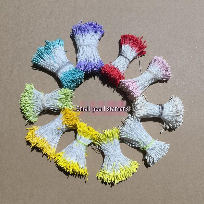 Simulation Flower Stamen: Small Pearl-Colored DIY Material, Approx. 300 Double-Ended Stamen for Handmade Flower Accessories