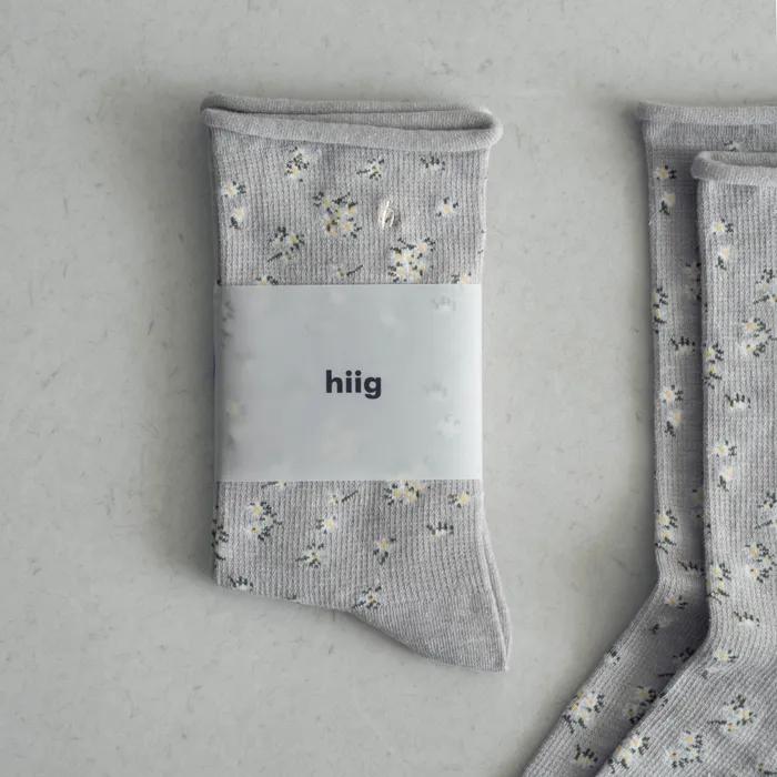 [hiig] no.491 gray floral socks
