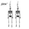 Halloween Party Accessories 1 Pair Earrings, Spooky Gothic Skeleton Dangle Cosplay Theme Earrings Drop Punk Skull Articulated Jewelry for Women Trendy