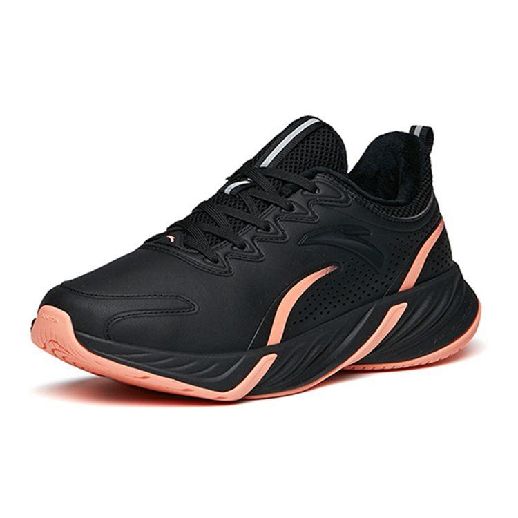 Anta Running Series Fleece Shock Absorbing Lightweight Low Top Running Shoes Women sneaker Black Pink 122145523-8