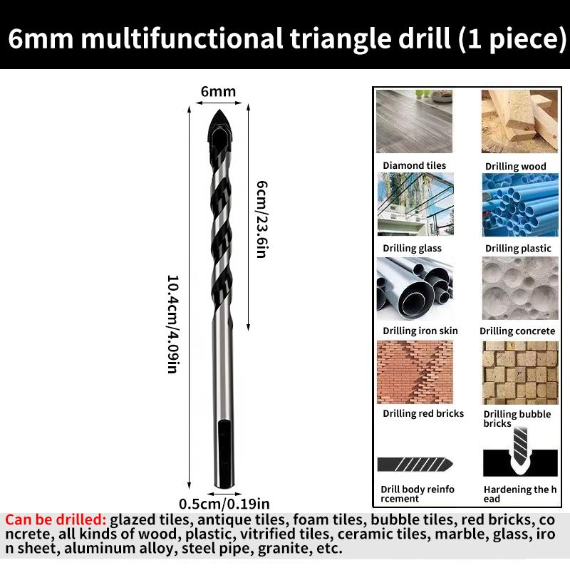 Multi-Functional Triangle Diamond Drill Bit Set – Carbide & Tungsten for Ceramic, Tile, Concrete, Brick, Wood, Glass & Metal