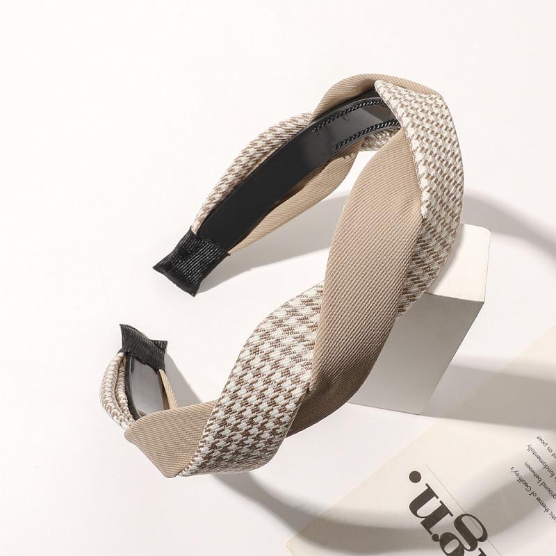 Women Headpiece Braided Twill Cloth Headband for Lady Girls Shopping Face Wash Head Hoop Non Slip Teethed Hairband for Her