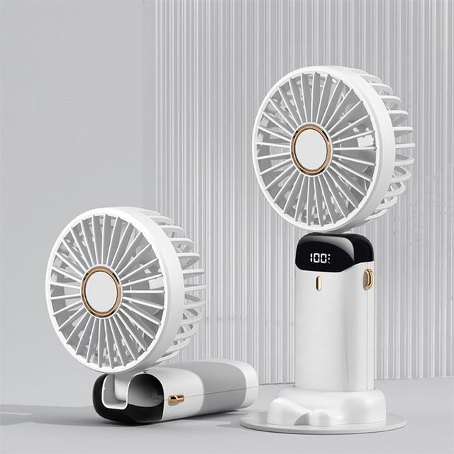Portable Electric Fan with Smart Led Digital Display Usb Rechargeable Mini Handheld Fan 3000Mah 5 Speed Adjustable Personal Fan