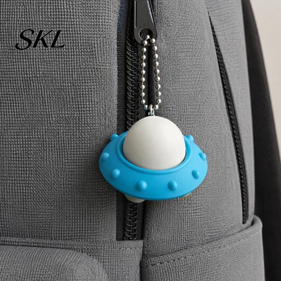 Tactile Fidget Toy 3D Printed UFO Decompression Toy, Creative Flying Saucer Pendant with Metal Bead Chain for Stress Relief, Anxiety Sensory Kids