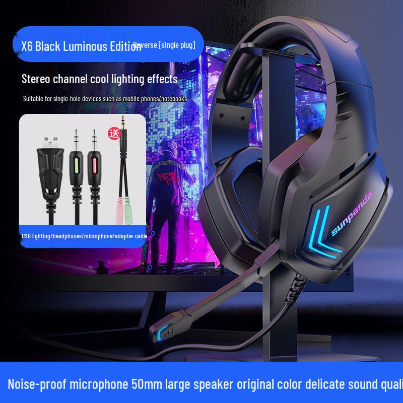 Gaming USB Headphones: Noise-Cancelling with Cool Lighting Effects for PC & Laptop