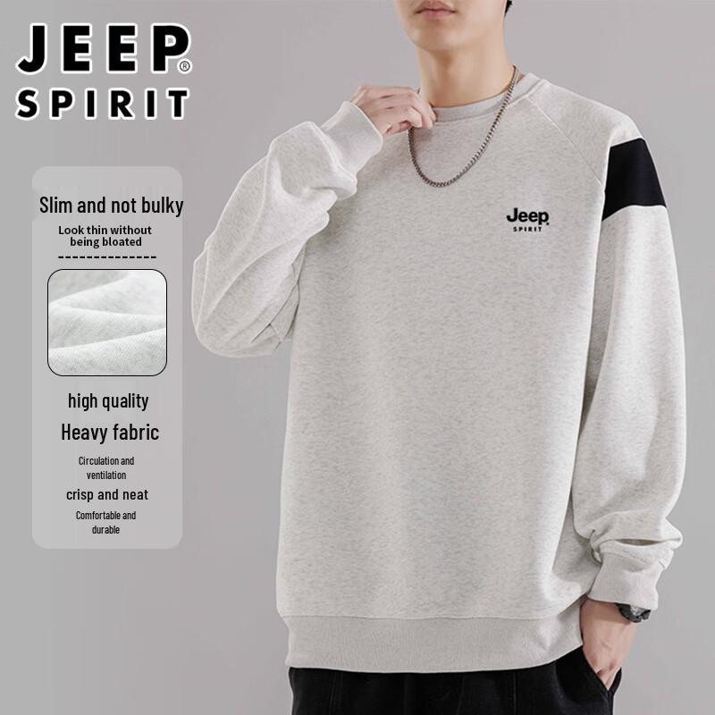 JEEP SPIRIT Men's Loose Fit Crew Neck Long Sleeve Sweatshirt