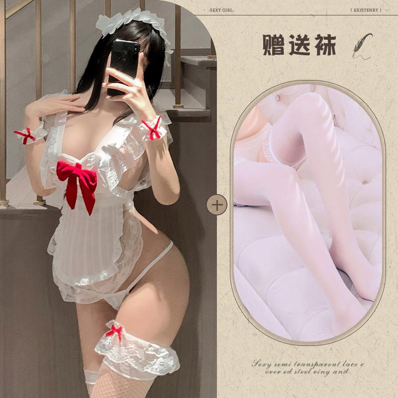 Sexy Underwear New Hollow Lace Ruffle Edge Small Chest Maid Cook Maid Apron