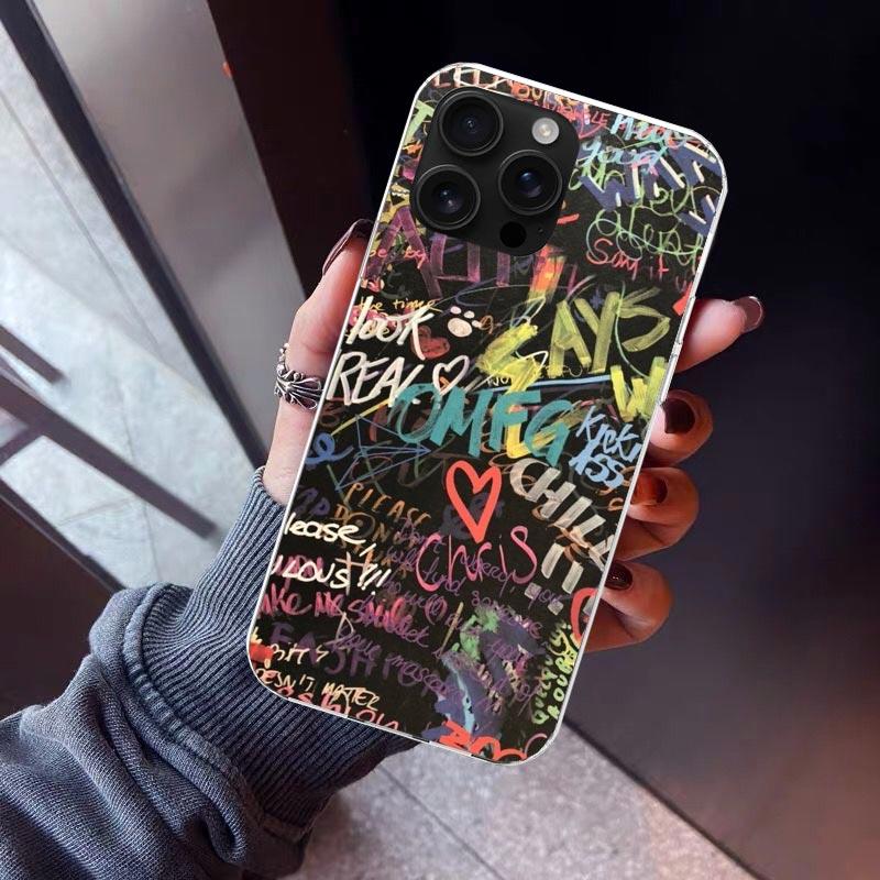 

Graffiti Fashion Cool Phone Case For iPhone 17 Air 16 15 Pro Max 14 Plus 13 Mini 12 11 Cover 7 8 SE Silicone Shell Print Fundas iPhone 16 Plus