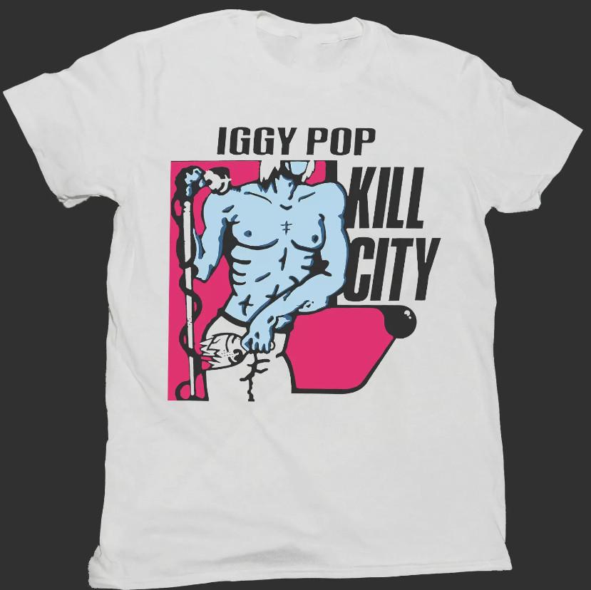 Vtg Iggy Pop Punk Rock Heavy Cotton White Full Size Unisex Shirt BL414