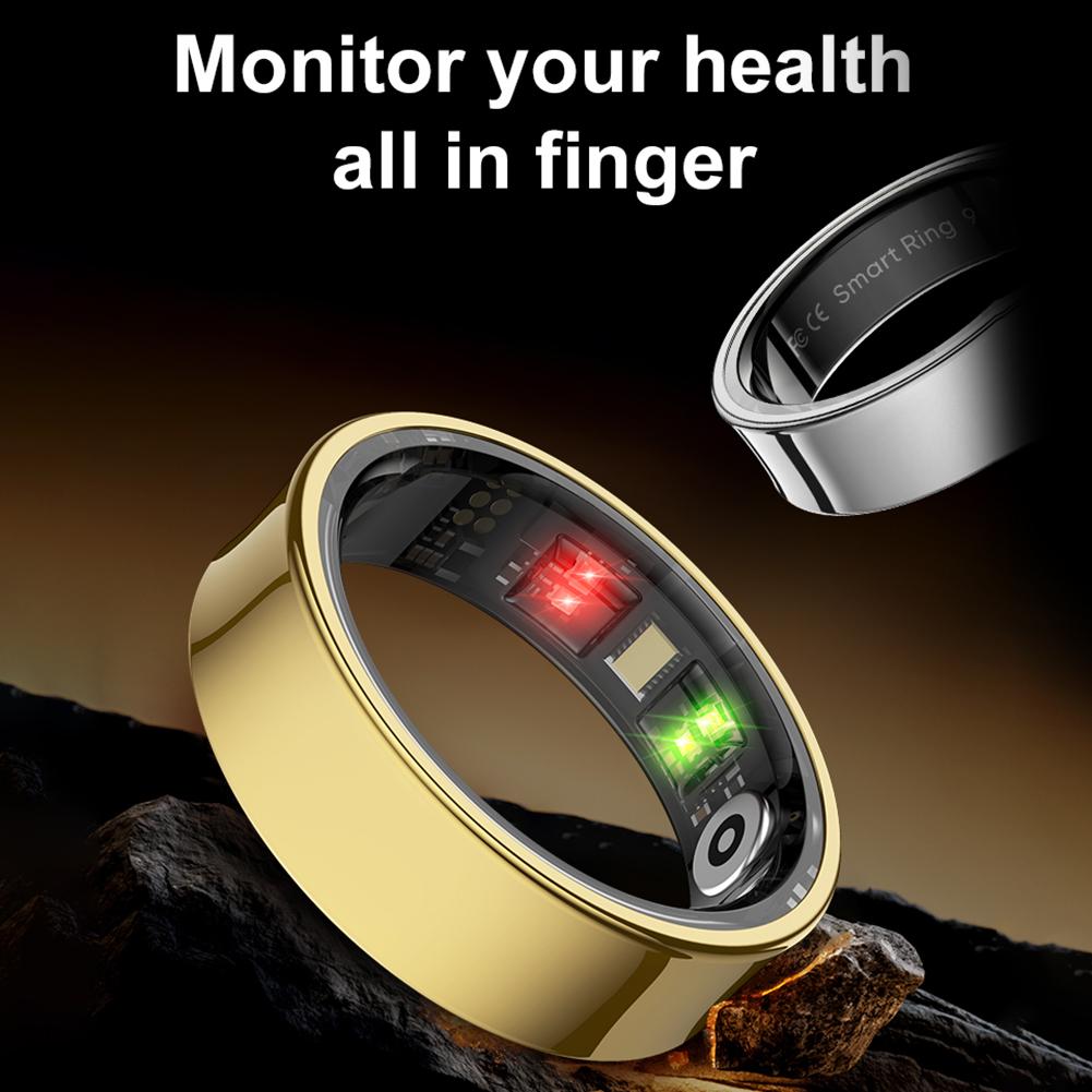 R09 Smart Ring Heart Rate Blood Oxygen Sleep Monitoring Waterproof Health Fitness Rings with Charging Case Taking Photos Remote