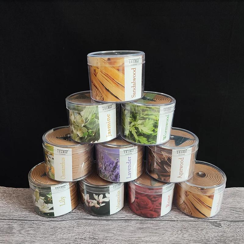 Encens en Spirale Bois de Santal Naturel 48 Plaques/boîte Lavande Jasmin Rose Parfum Aromathérapie Intérieur Brûleur Indien Bouddhiste