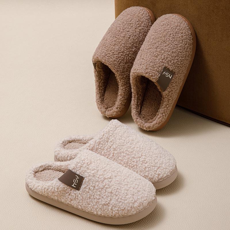 2025 new cotton slippers winter indoor home cute plush warm thick-soled non-slip cotton shoes