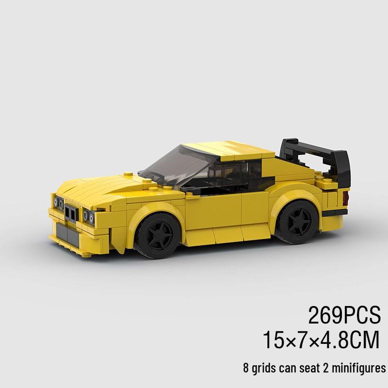 

MOC Строительные блоки - Совместимые с Lego: Сборка жёлтого гоночного автомобиля BMW E36 15x7x4.8 cm