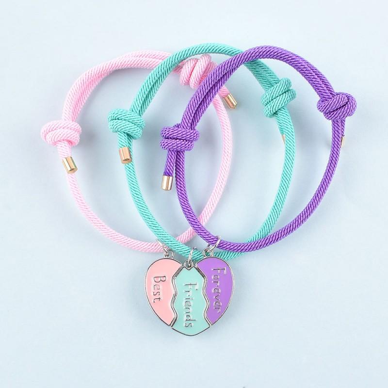 

Cross-border New Milan Rope Love Magnetic Splicing Bracelet Simple Fashionable Three-person Best Friend