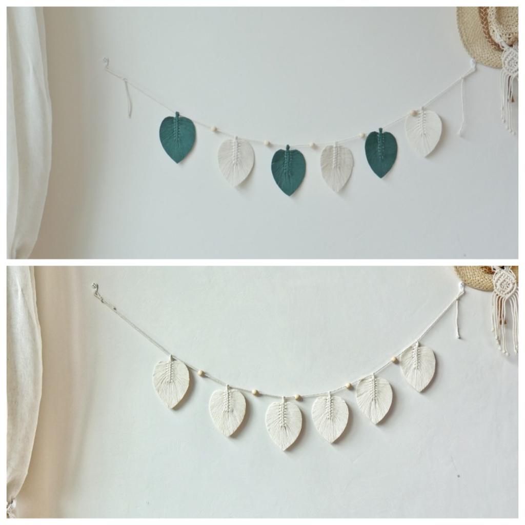 Wall Hanging Boho Handmade Cotton Rope Leaf Tapestry Macrame Wall Decor for Living Room Bedroom Minimalist Home Decoration 140cm