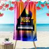 Colorful Piano with "MUSIC" Text Patterned Beach Towel Quick Dry Perfect for Travel Outdoor Sports Jogging the Beach and Swimming