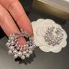 New Fashion Earrings Trend Unique Design Pearl Flash Zircon Irregular Round Stud Senior Jewelry Wedding Party Gift