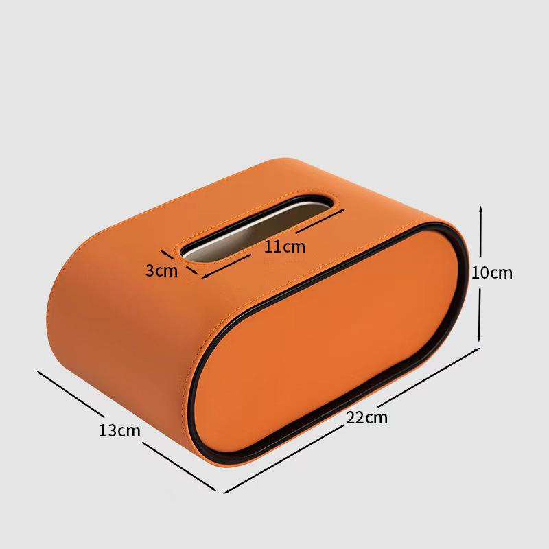 Tissue Box Luxury High Quality Light Luxury High-end Living Room Paper Box Creative Oval Leather Bedroom Desktop Napkin Storage