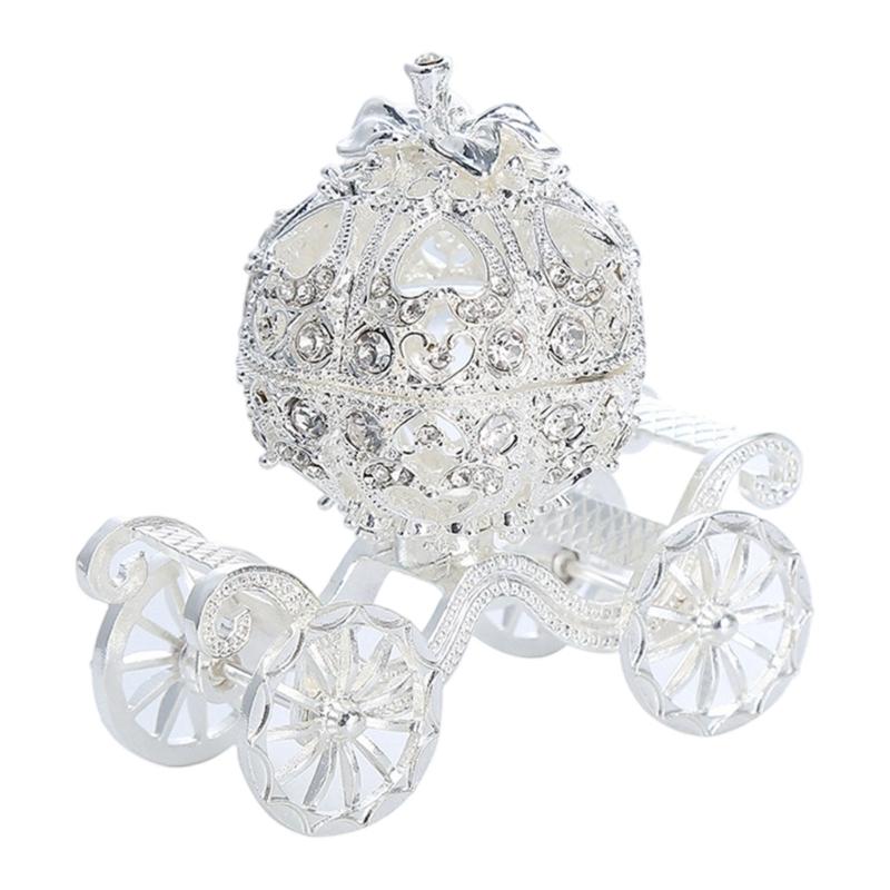 Шкатулка-тыквенная карета в европейском стиле Прочный сплав Домашнее украшение Идеально подходит для хранения украшений и праздничных украшений