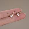 Exquisite Christmas Elk Stud Earrings Douyin New Christmas Wind Antlers, Slightly Inlaid With Water Droplets Zircon Earrings