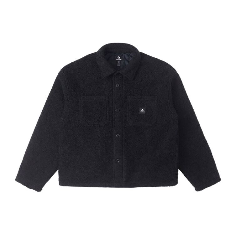 

Converse Solid Color Logo Повседневная куртка с длинным рукавом Мужская верхняя одежда Черный 10025268-A02