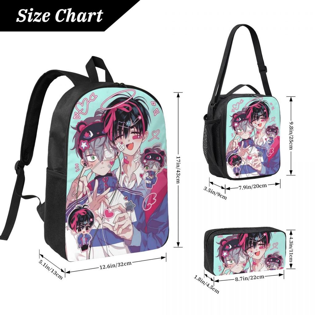 3Pcs Ivan Alien Stage Anime Accessories Backpack Set for Kids Pen Bags Bookbag Sets with Lunch Box For School Students Daypack