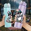 1PC Cool Rabbit Street Graffiti Character Print 750ml Color Plastic Sports Water Bottle Leakproof Flip Straw Lid Suitable for Sports Office Home Use