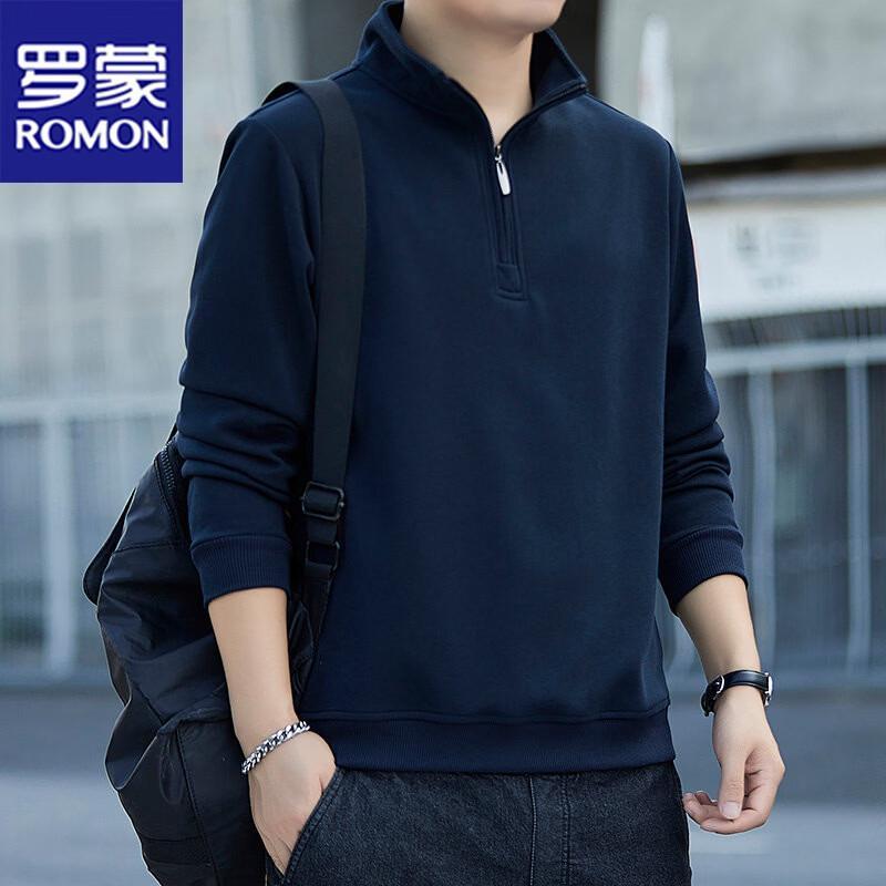 ROMON Men's Long-Sleeve Half-Zip Stand Collar Sweatshirt
