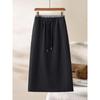 Women's Black Wool-Blend High Waist A-Line Slit Pencil Skirt - Autumn/Winter 2025