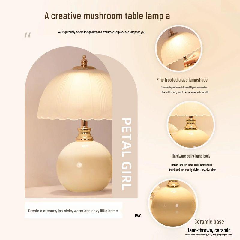 Cream Style Luxury Bedside Table Lamp - Creative Atmosphere Light for Bedroom and Weddings