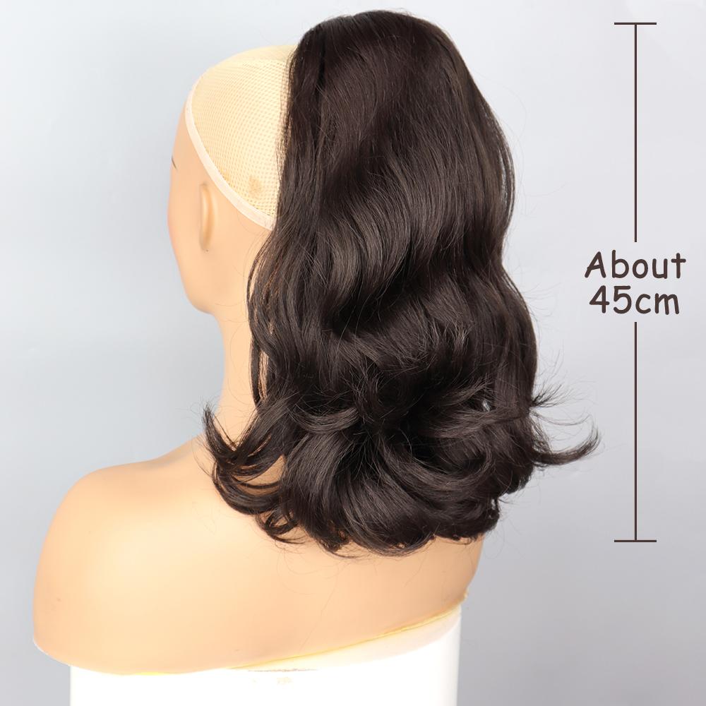 MERISIHAIR Syntetisk 45CM Bølgeponytail Hårforlengelse Justerbar Snøring Brun Hårstykke