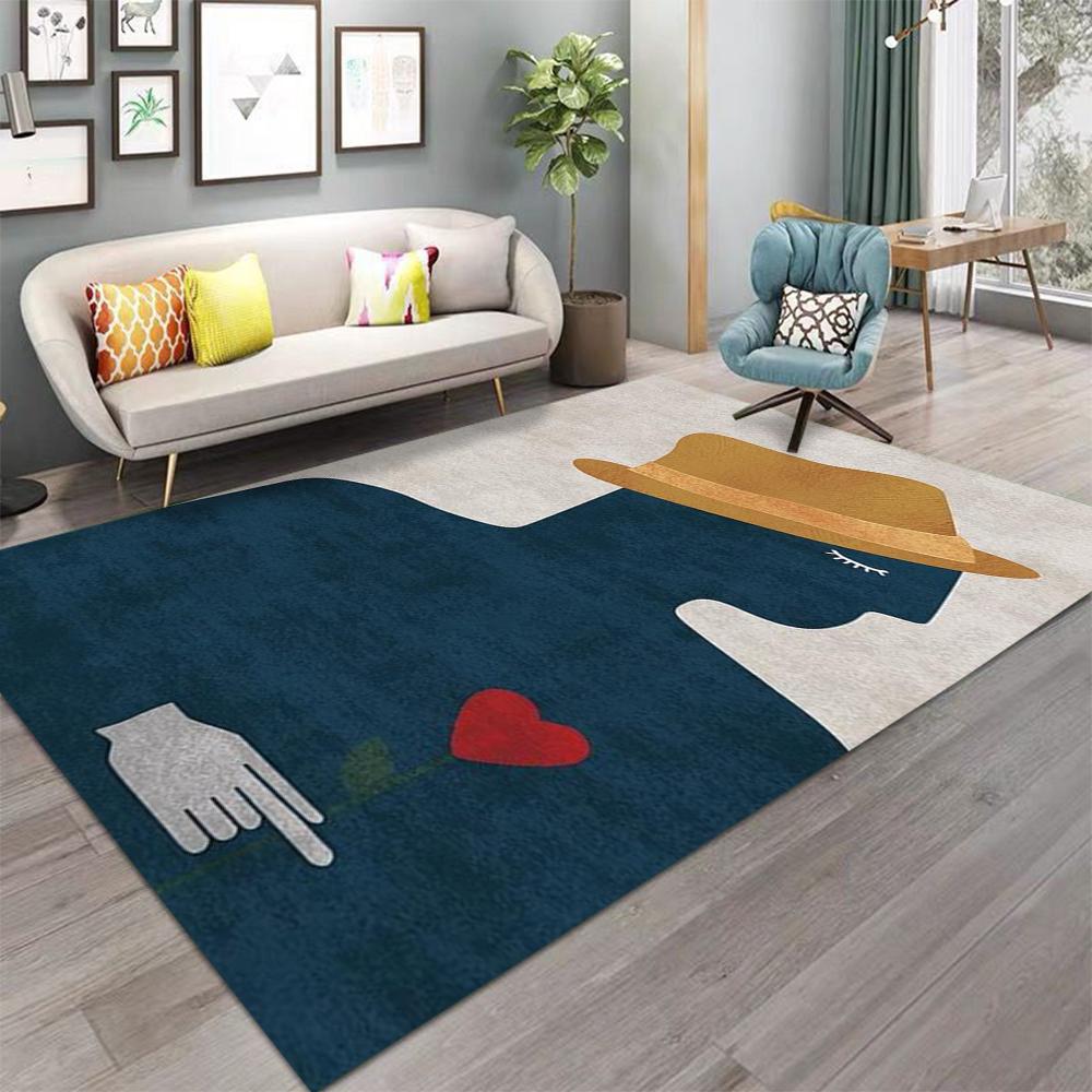 Nordic Art Carpet Living Room Bedroom Kitchen Sofa Table Balcony Rug Non-slip Washable Mat Home Exquisite