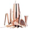 Rose Gold 11-Piece Stainless Steel Cocktail Shaker Set with Boston Shaker, Mixing Spoon, and Double-Ended Jigger