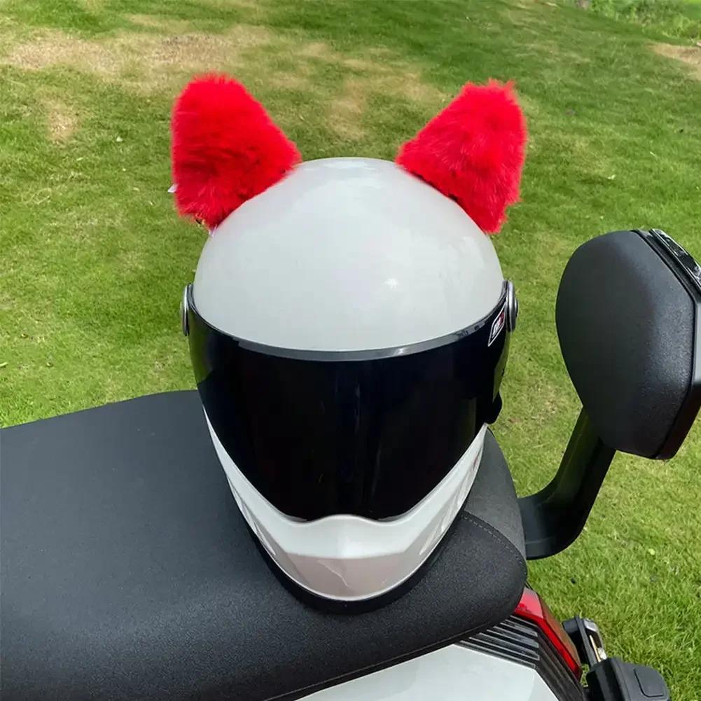 

2Pcs Cute Plush Cat Ears Motorcycle Helmet Decoration with Bowknot and Bell Helmet Ornaments Moto Styling Helmet Accessories червоний