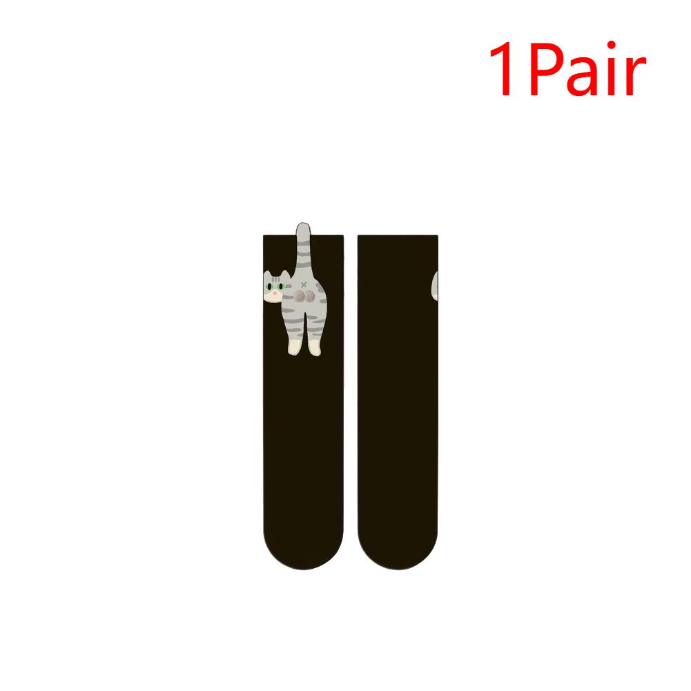 1/2 Pairs Cute Cat Socks with Balls Cute Cat Socks for Women Novelty Funny Animal Fun Crew Cats Sock for Women Cats Lovers Gifts one size
