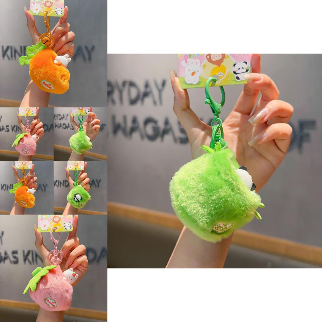 Creative Carrot Strawberry Bamboo Cat Plush Doll Pendant Keychain For Kids And Collectors