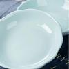 Sizikato 6pcs Light Blue Porcelain Snack Plates, 4-Inch Flower-Shaped Appetizer Plate Dipping Bowl.