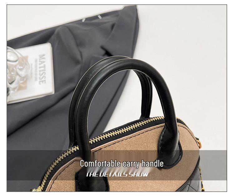 European & American 2025 Retro Suede Color Block Chain Shoulder & Crossbody Handbag