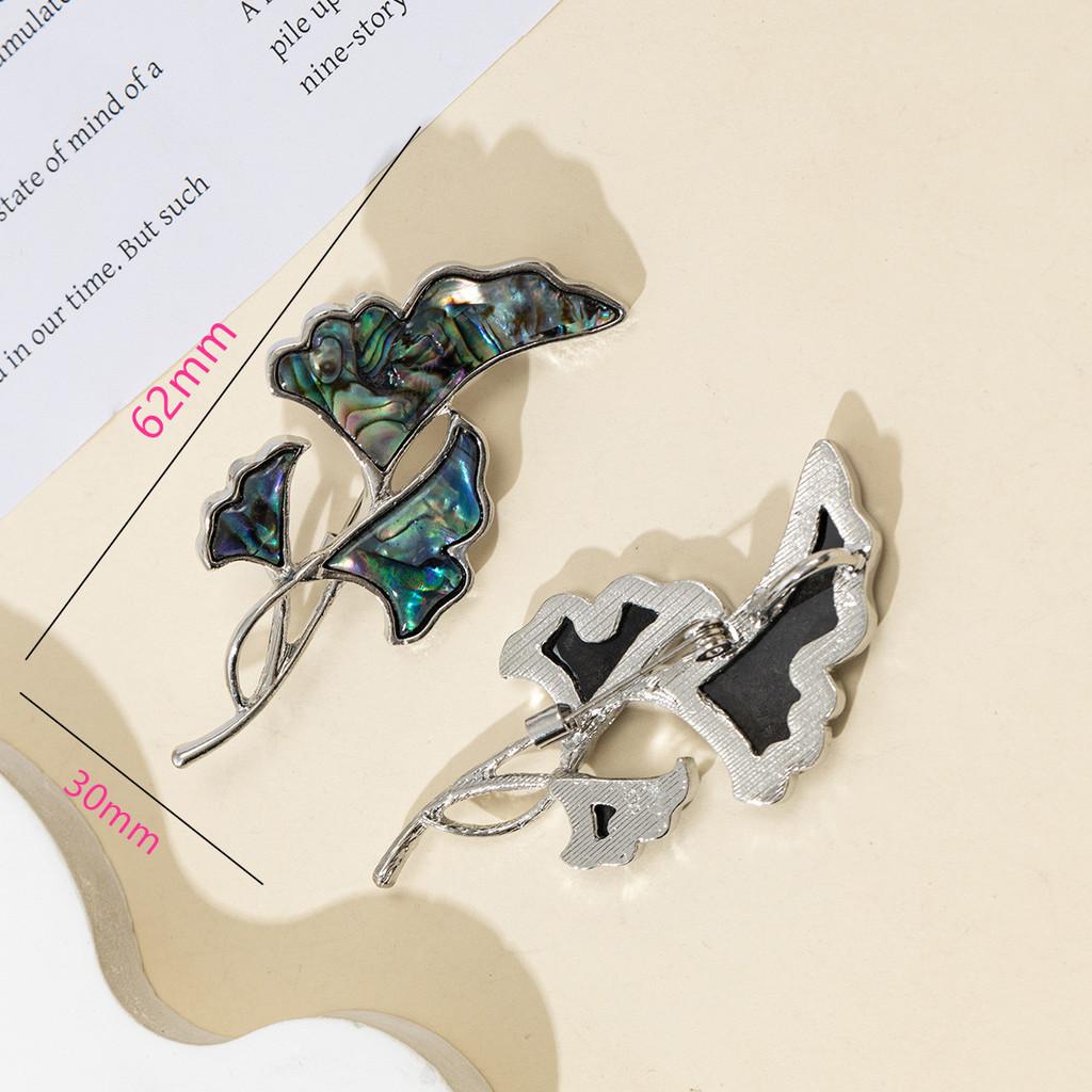 Alloy Shell Leaf Shape Brooch Pendant With Two Way Function For Fashion Accessories