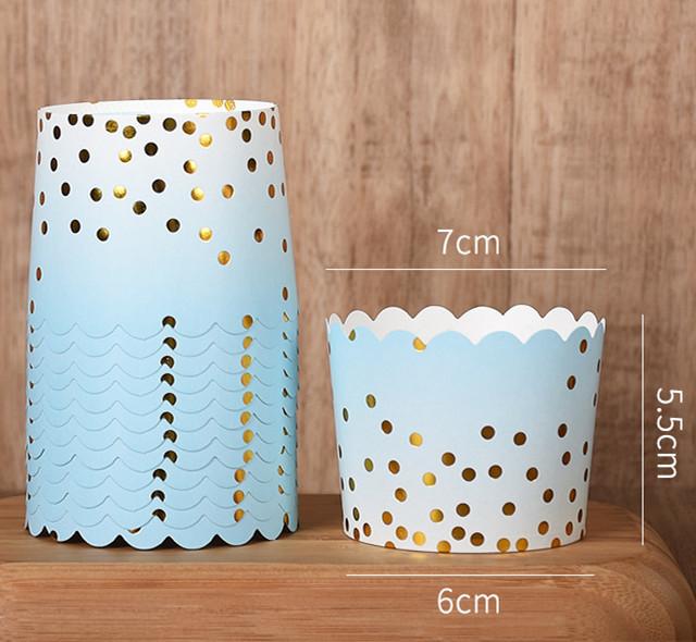 

50 шт. Золотые точки бумажные формочки для выпечки, безопасные для духовки, формы для выпечки кексов, подставки для чашек, антипригарные держатели для рамекинов на свадьбу, день рождения