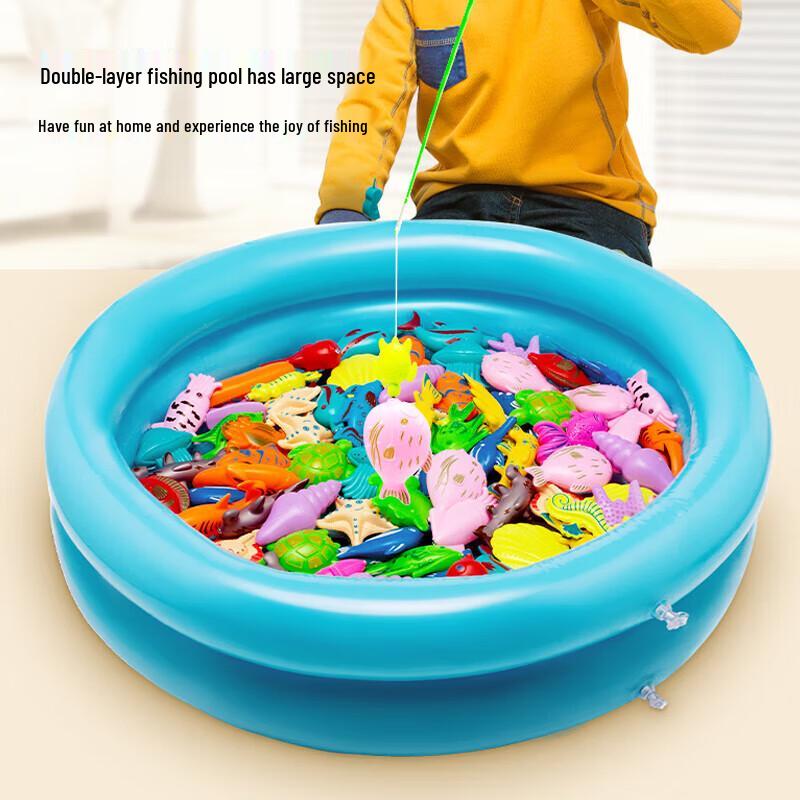 Kids Magnetic Fishing Game with Inflatable Pool & 50 Accessories
