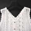 Crochet Vest Fringed Sleeveless Hollow-out Openwork Button-front Knit Blouse Sweater Vest Women Boho Festival Spring Summer 2026